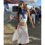 Vintage Floral See Through Holiday Beach Chic Skirt