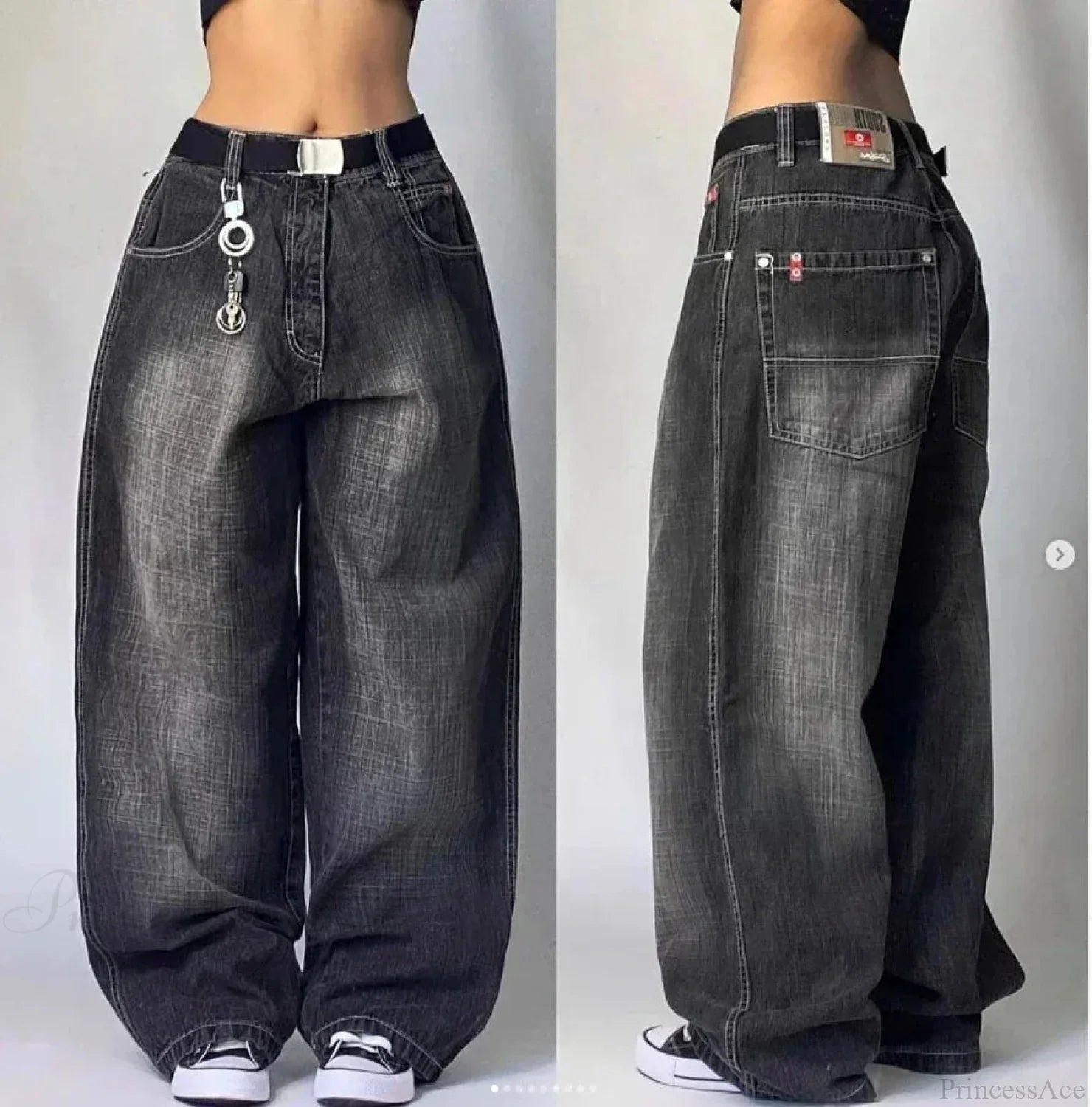 Vintage Gothic Cross Wings Stitched Pants