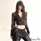 Vintage Gothic Dark Hooded Stylish Elegant Classic Trendy Unique Crop Top