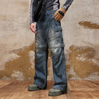 Vintage Gothic Multi-Pocket Denim Trouser