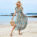 Vintage Lace Up Floral Beach Dress