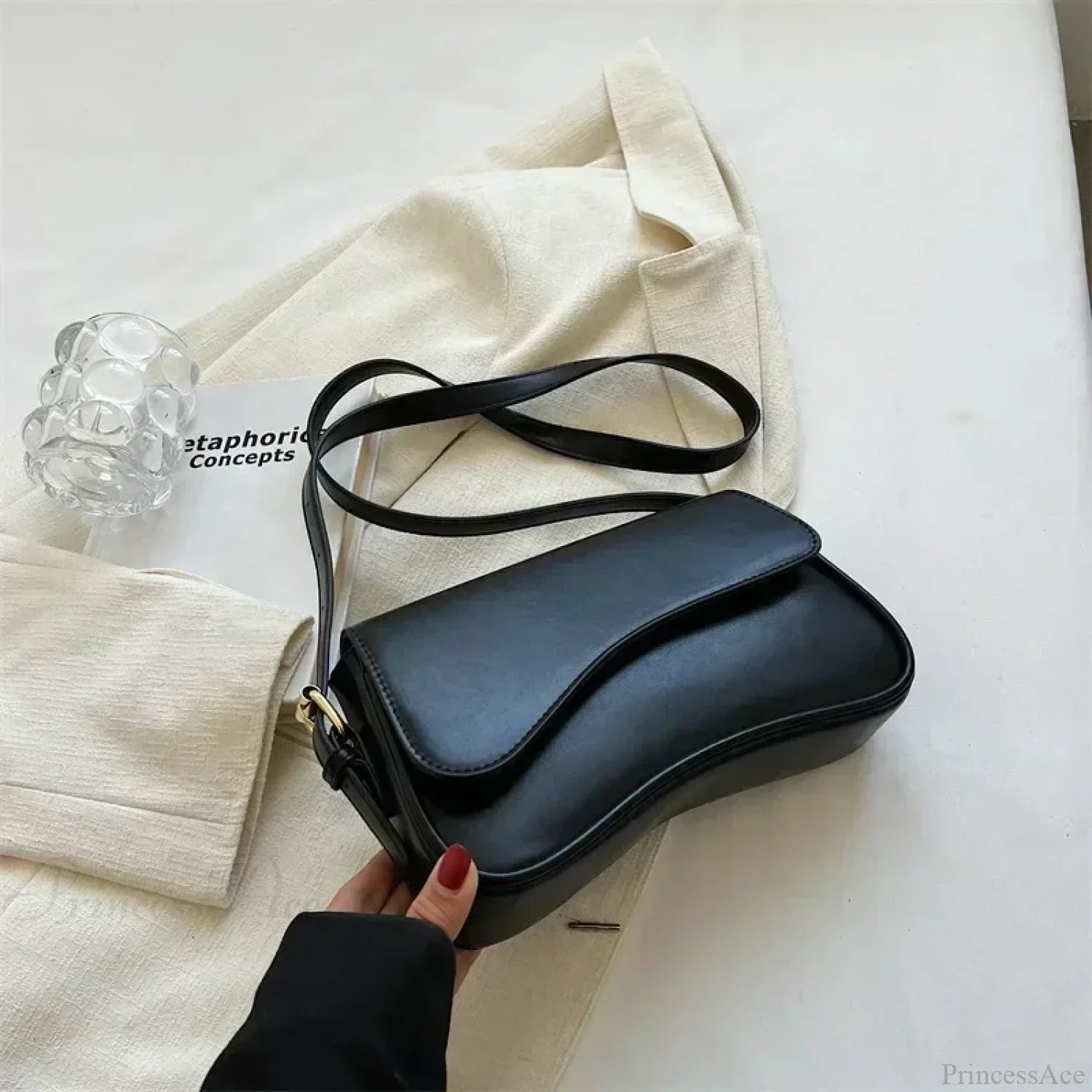 Vintage Leather Designer Crossbody Shoulder Bag