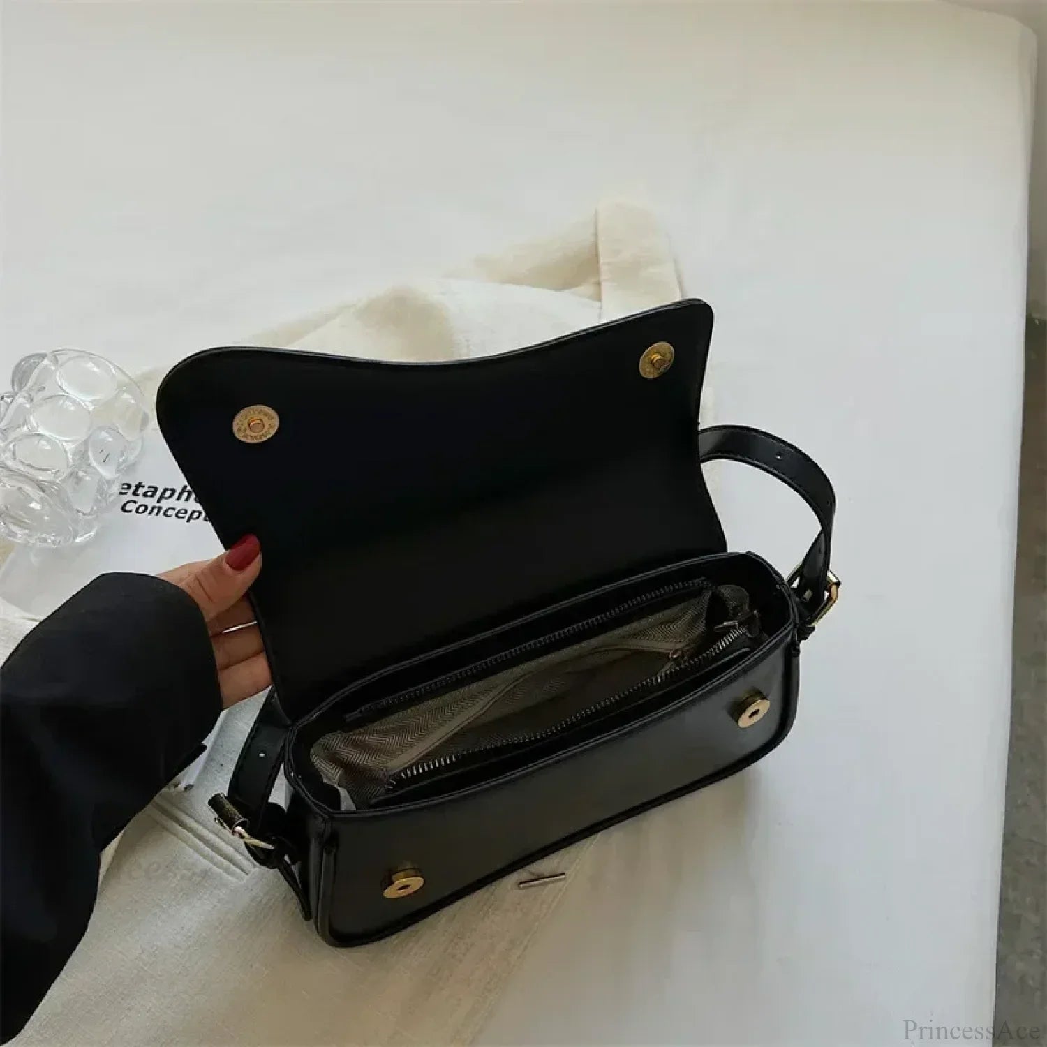 Vintage Leather Designer Crossbody Shoulder Bag