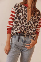 Vintage Leopard Print Knit Cardigan