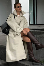Vintage Loose Long Belted Waist Trench Overcoat