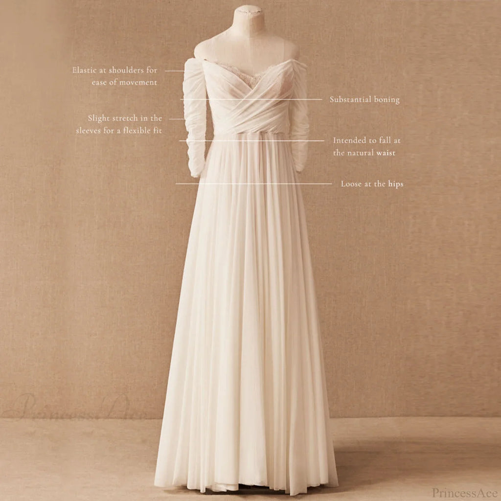 Vintage Off-Shoulder Outdoor Wedding Dress