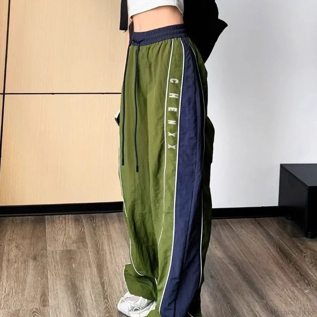 Vintage Patchwork Elastic Waist Pants