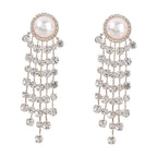 Pearl and Crystal Chandelier Earrings in Gold