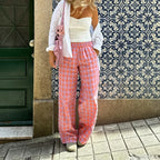 Vintage Plaid Loose Wide Leg Boho Palazzo Pant