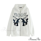 Vintage Printed Zip Up Hoodie