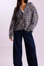 Vintage Stripe V-neck Knit Cardigan