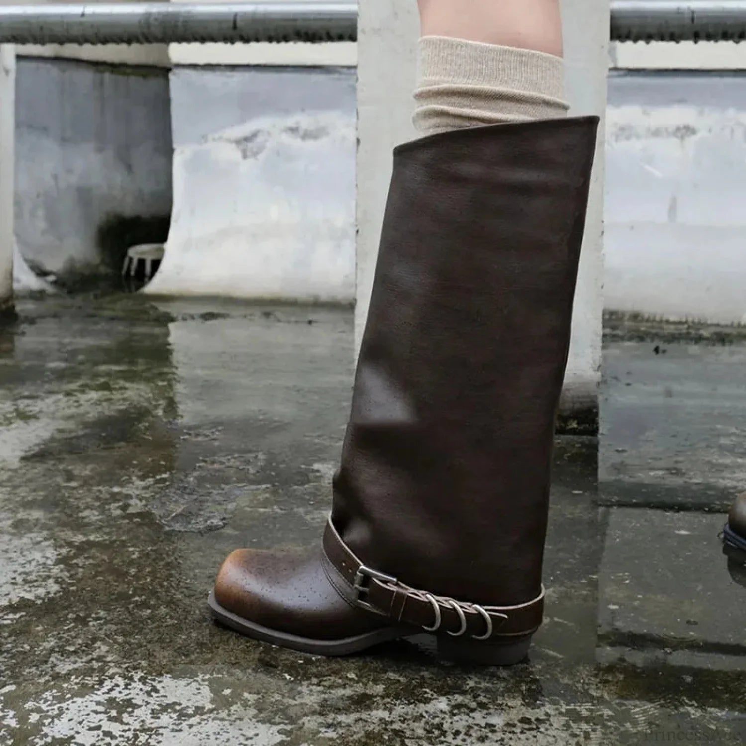 Vintage Style Ebony Thigh High Gothic Boot