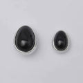 Two Tone Onyx and Sterling Silver Pebble Stud Earrings