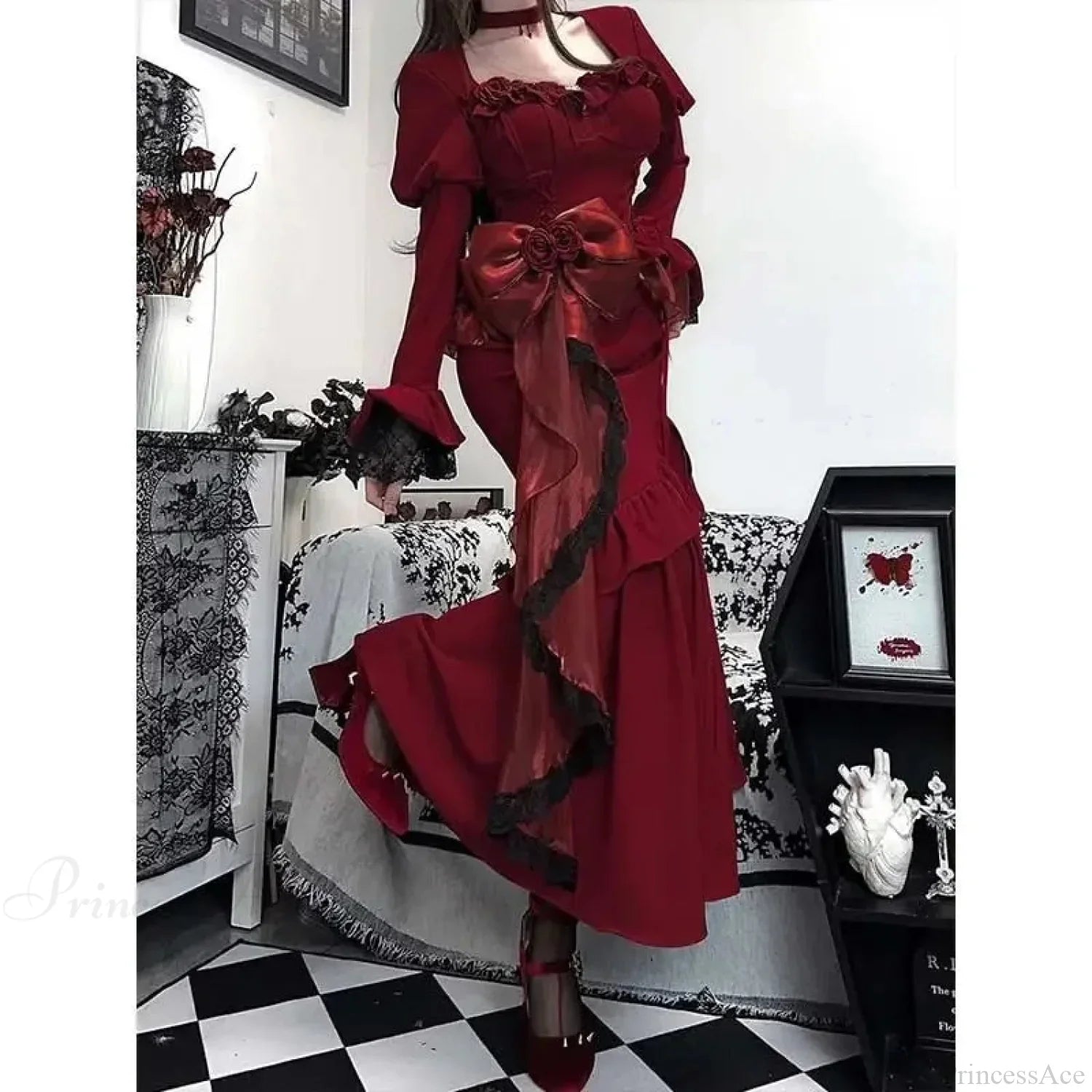 Vintage Velvet Tall Waist Rebel Midi Dress