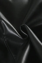 Vintage Y2K Furry Collar Leather Waist - Cinching Jacket
