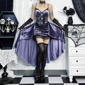 Violet Velvet Suspenders Sleek Mid-Length Dress