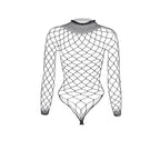 Long sleeve high neck fishnet diamond pattern bodysuit  | Festival Outfits Women