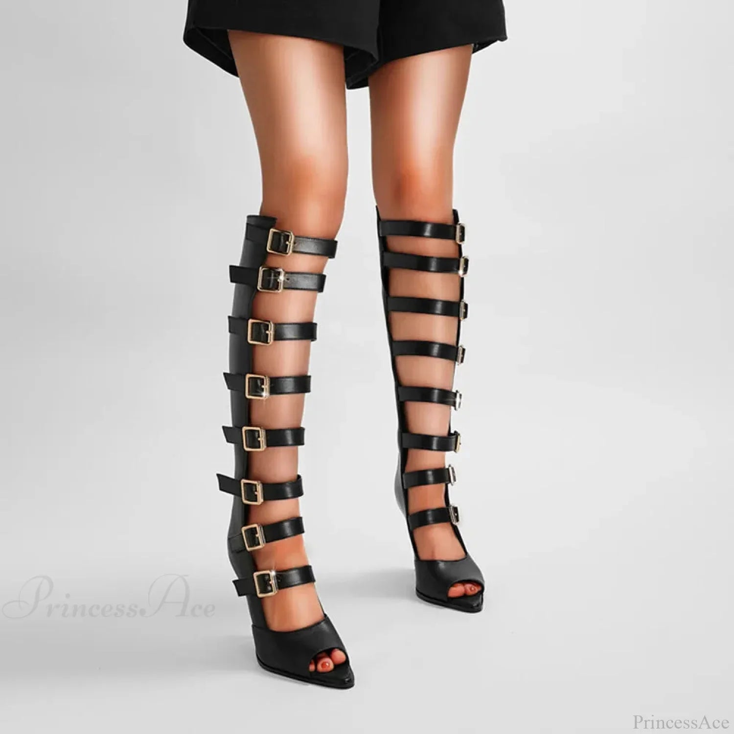 Warm Zipper Clasp Peep Toe Medieval Boot