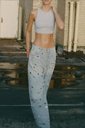 Washed Gem Straight High Waist Slim Jeans