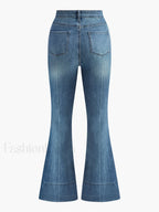 Washed Slim Draped Denim Pants