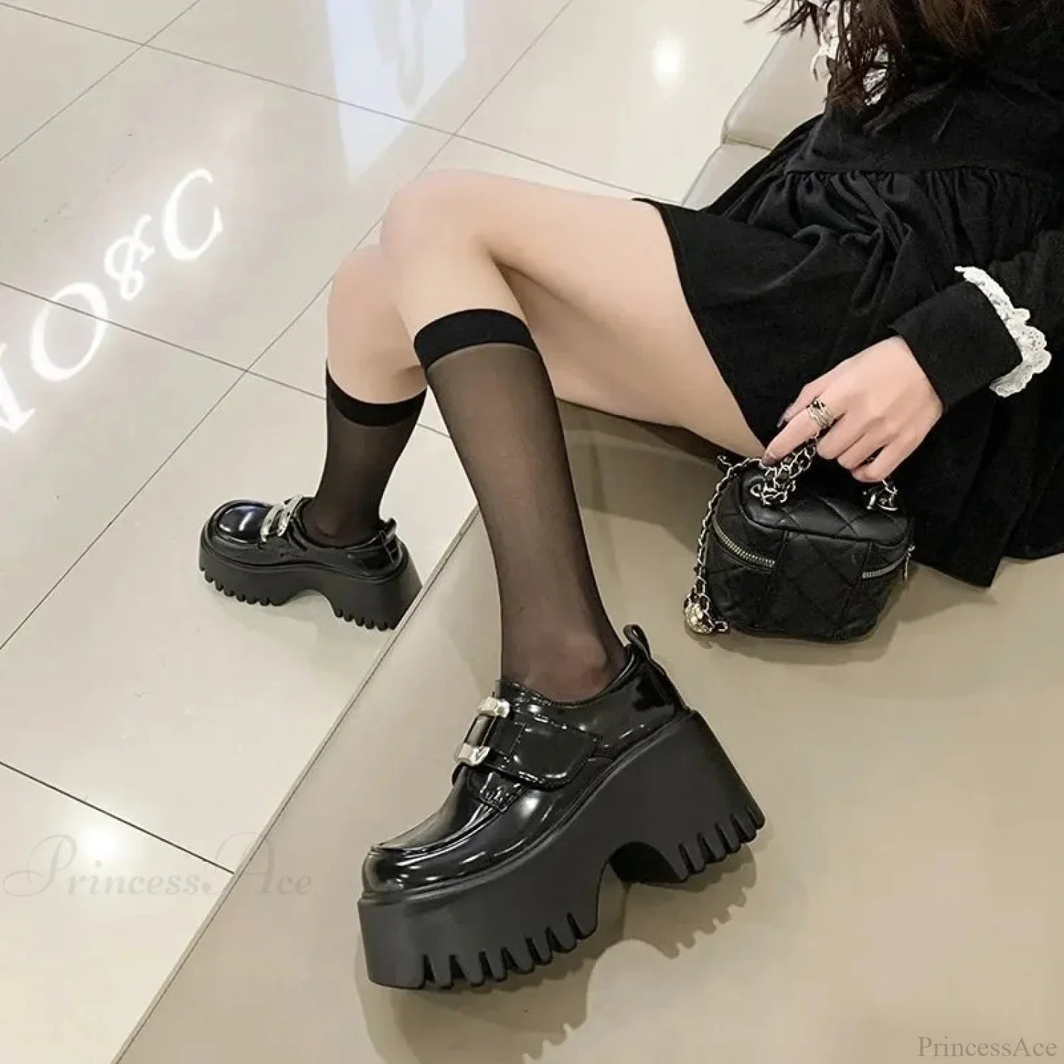 Water-resistant Leather Tall Platform Sneaker