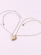 Mother Daughter Magnetic Heart Necklace Set - White Alloy