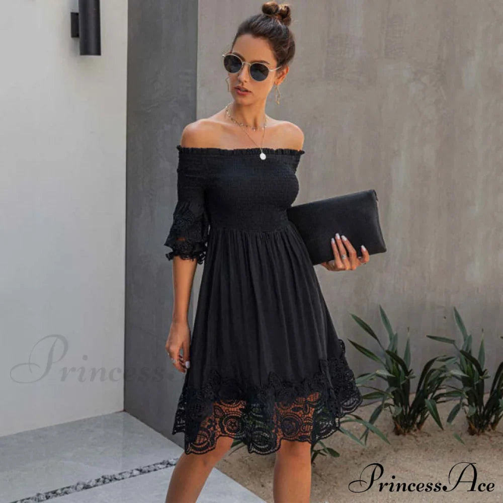White Black Lace Dress