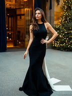 White Bow Backless Mini Party Dress