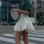 White Bubble Hem Mini Skirt