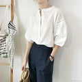 White Cotton Floral Embroidery Vintage Boho Summer Blouse