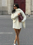 White Double Pocket Woolen Coat