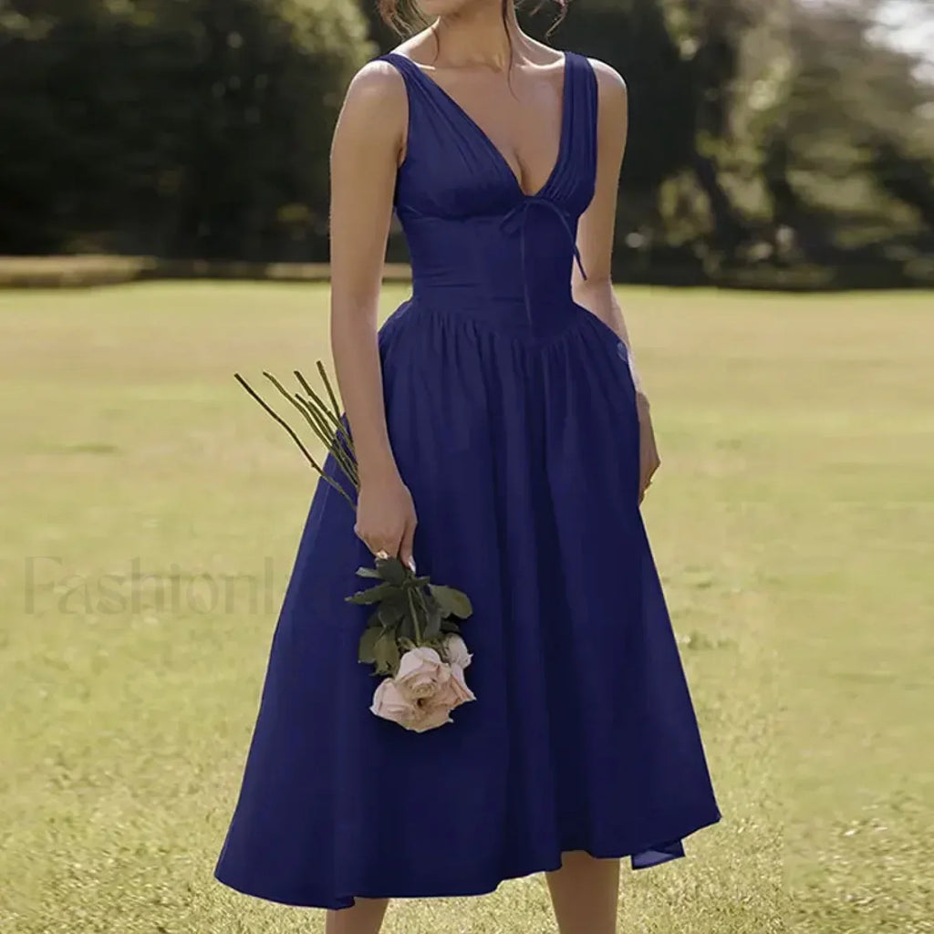 Floral V-Neck Midi Dress