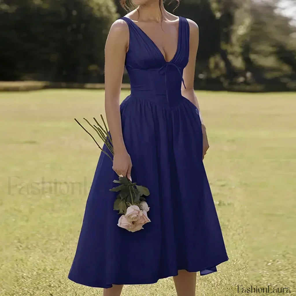 Floral V-Neck Midi Dress