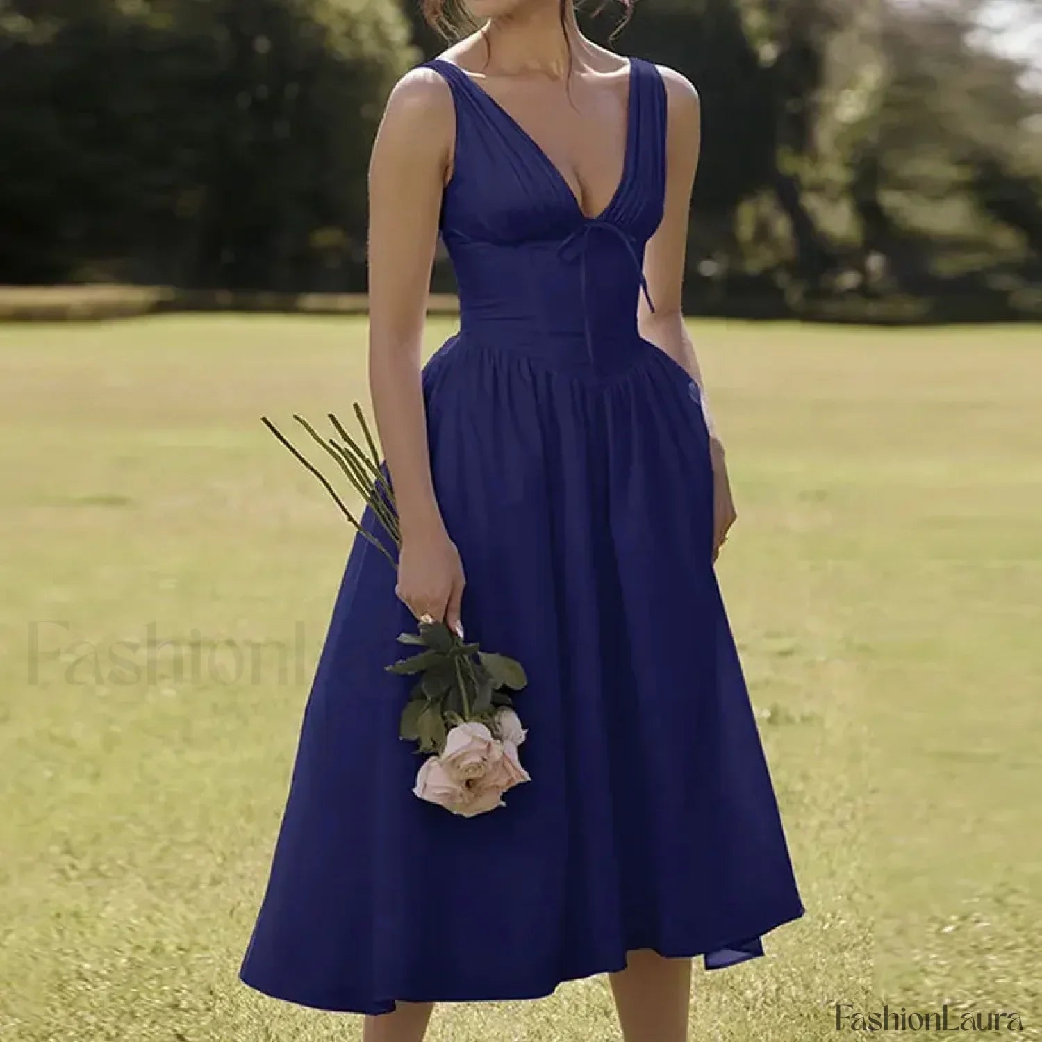 Floral V-Neck Midi Dress