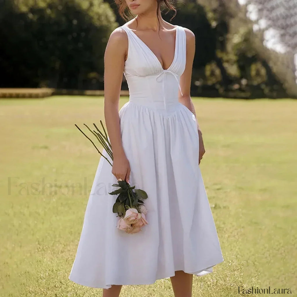Floral V-Neck Midi Dress