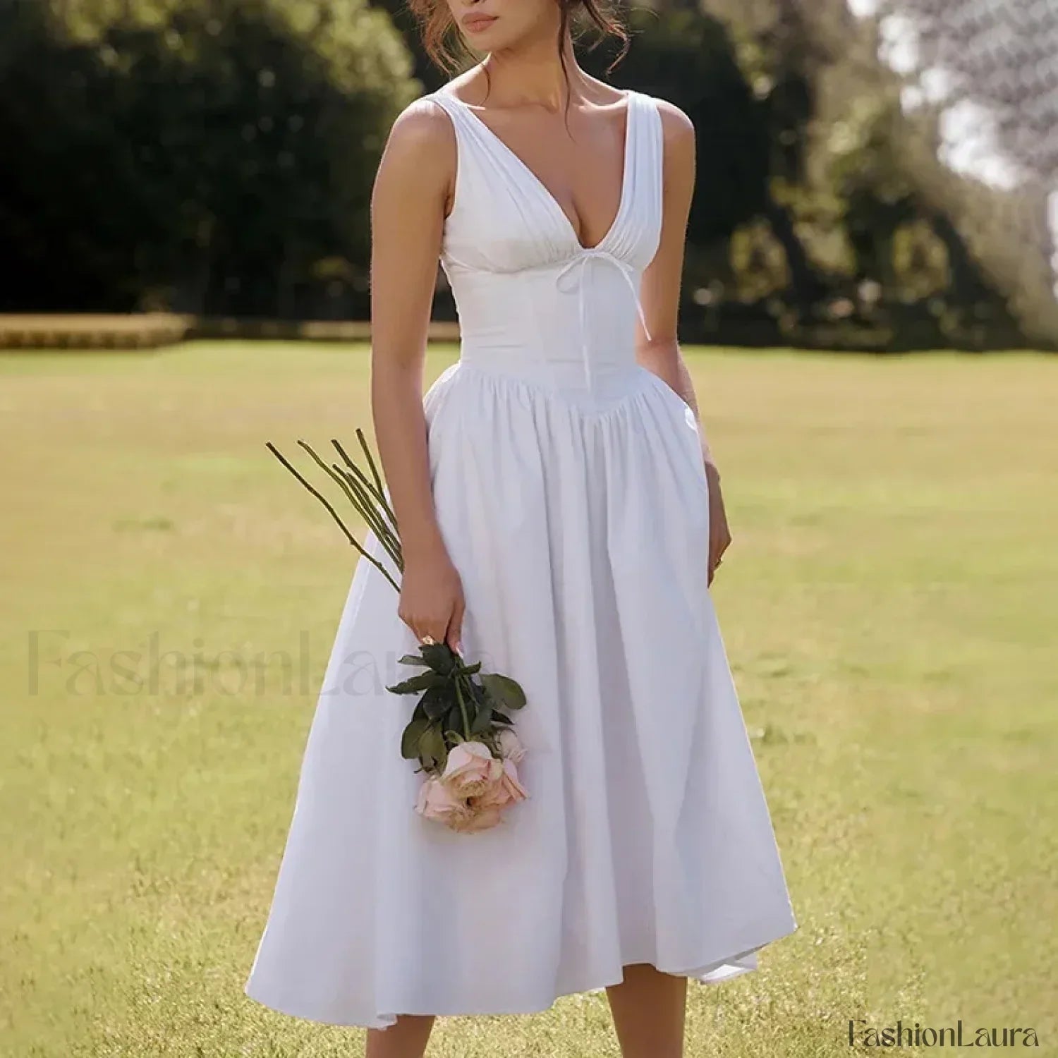 Floral V-Neck Midi Dress