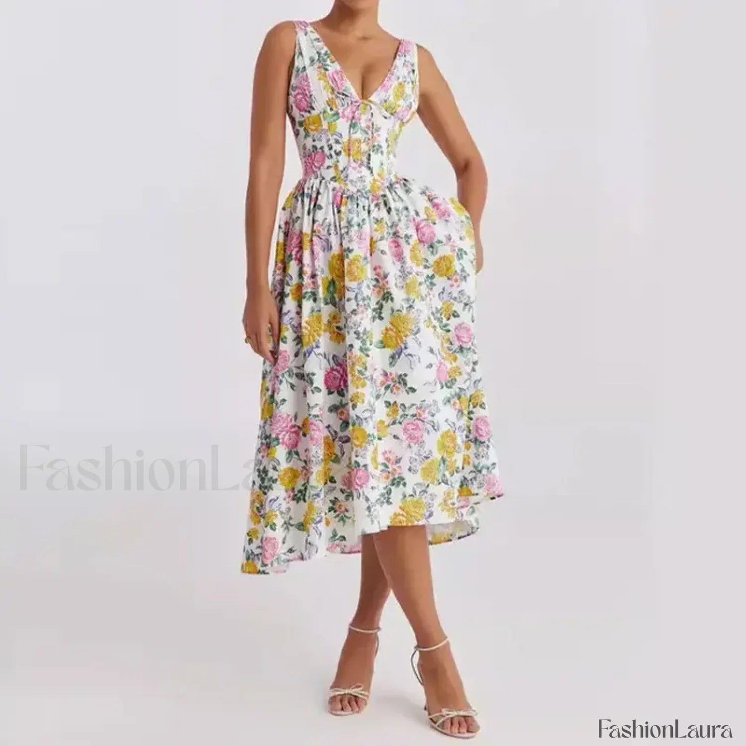 Floral V-Neck Midi Dress