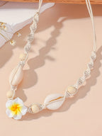 Seashell and Flower Polymer Clay Choker Necklace