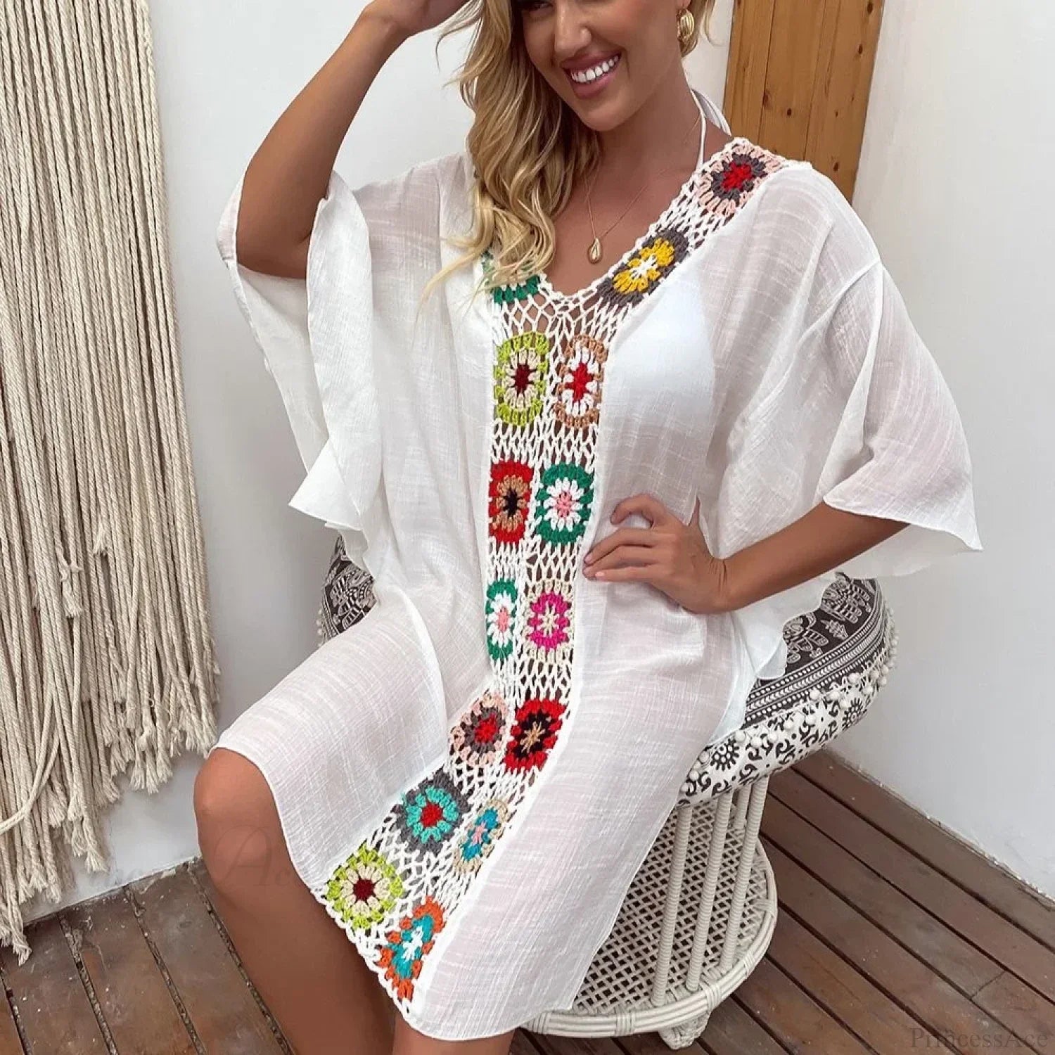 White Fringe Bikini Cover Up