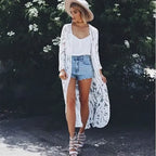 White Lace Floral Embroidery Boho Cover up
