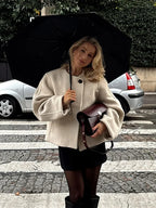 White Long Sleeve Woolen Coat