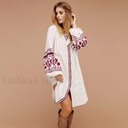 White Puff Sleeve Boho Dress