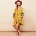White Puff Sleeve Boho Dress