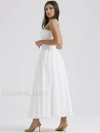 White Spaghetti Strap Midi Dress