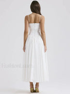 White Spaghetti-Strap Midi Dress