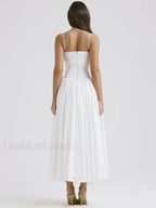White Spaghetti Strap Midi Dress