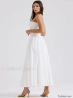 White Spaghetti-Strap Midi Dress