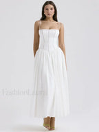 White Spaghetti Strap Midi Dress