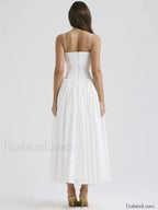 White Spaghetti-Strap Midi Dress