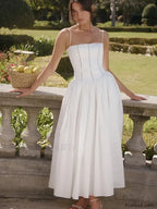 White Spaghetti-Strap Midi Dress